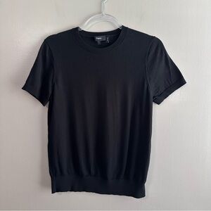 Theory Black Wool Sweater Tee Womens Large Lightweight Crewneck Minimalist